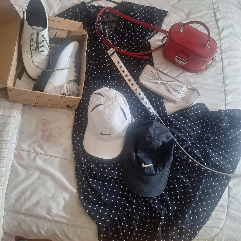 Loafers nike caps dkny silver belt and silver wristlet